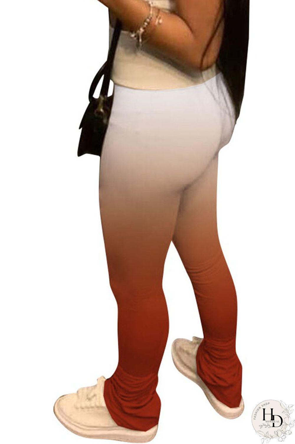 purple Black Orange Yellow purple Elastic Fly High Gradient Boot Cut Pants Bottoms