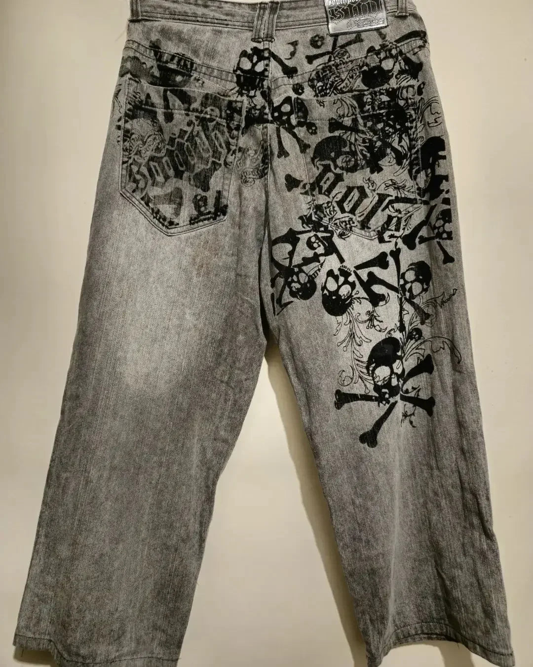 OLCooL Y2K Street Fashion New Denim Shorts Harajuku Style Gothic Wing Letter Embroidery Baggy Jeans Punk Hip Hop Gothic Wide-leg Pants olcool