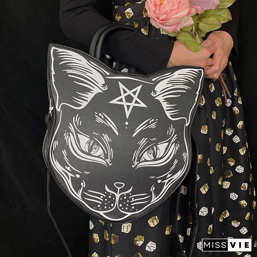 Fashion Punk Cat Print Crossbody Bag
