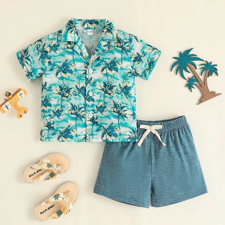 Baby Coconut Tree Polo Tee and Shorts Set