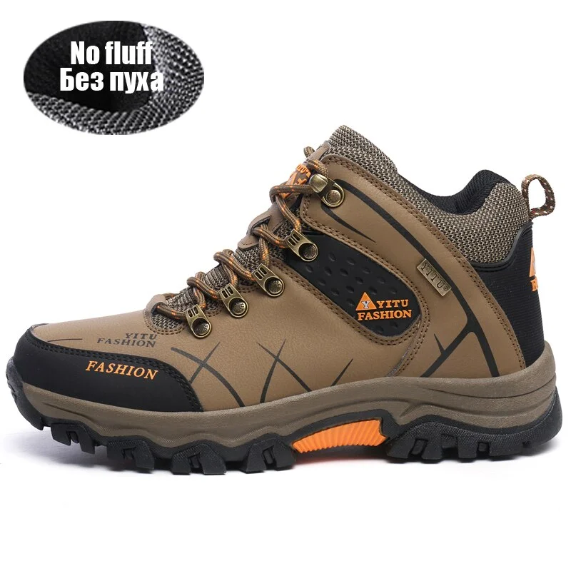 Winter Ankle Boots Leather Men Casual Shoes Outdoor Waterproof Work Rubber Mens Hiking Boots Sneakers Warm Military Snow Boots