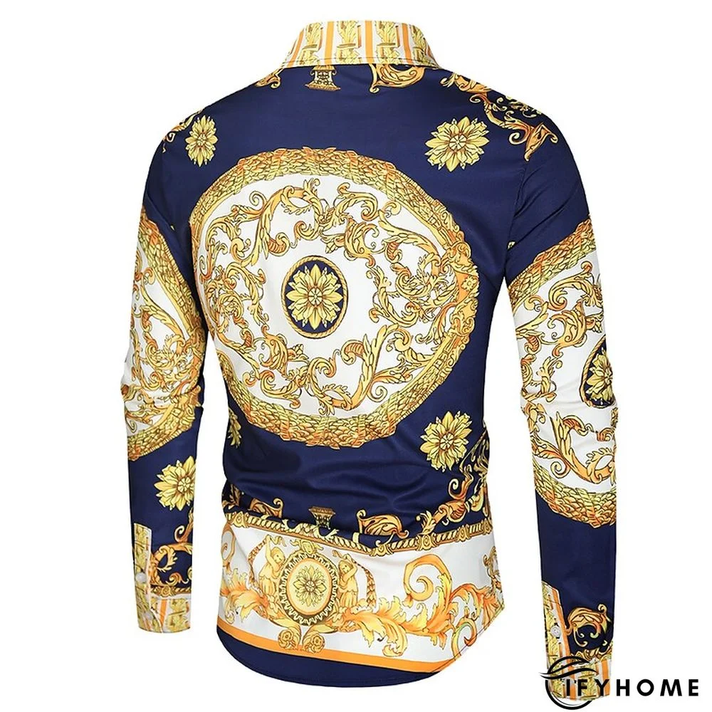 Men's Shirt Prom Shirt Classic Collar Spring &  Fall Long Sleeve Black White Red Geometric Party Casual Clothing Apparel Print | IFYHOME