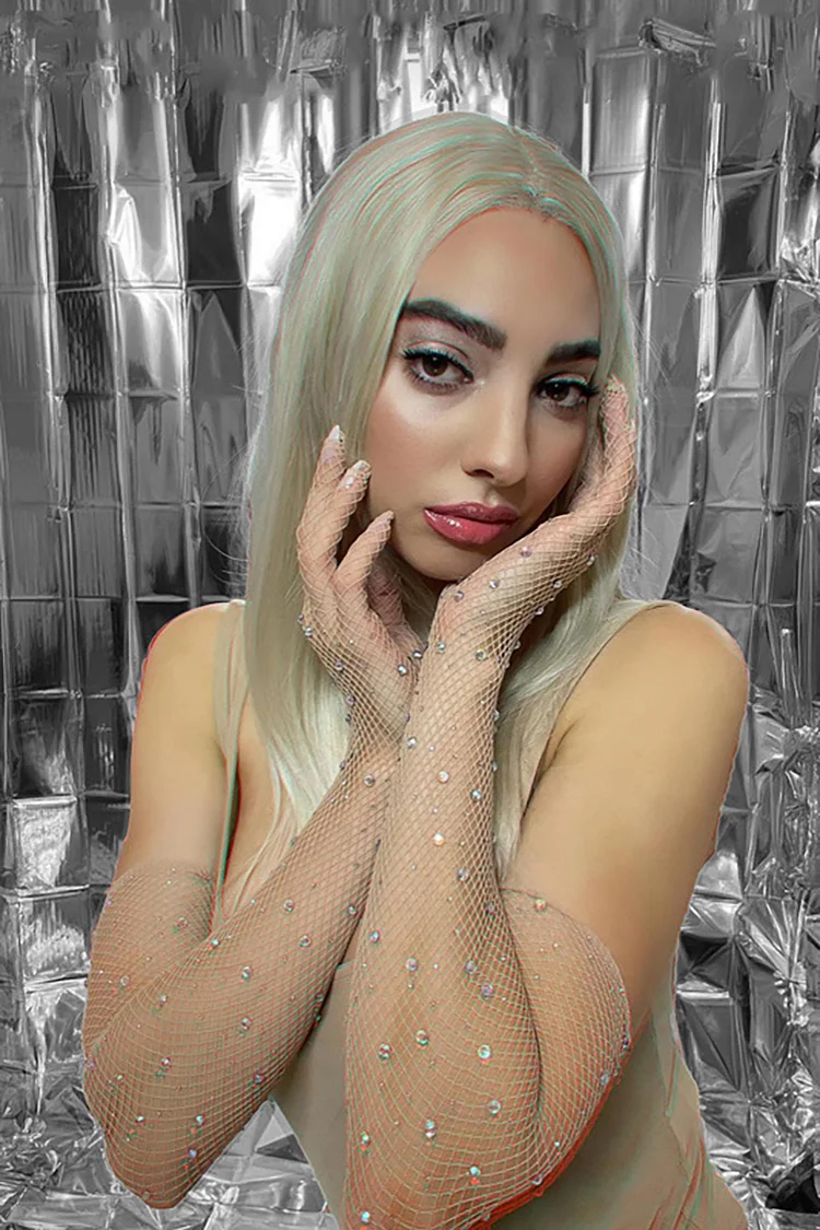 Retro Glitter Fishnet Colored Sequins Gloves