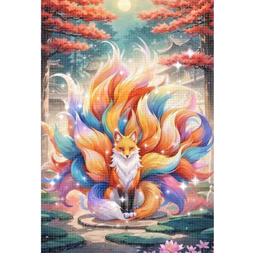 9CT Full Stamped Cross Stitch Bead Embroidery- Fox(Canvas|54*76CM)