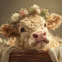 Floral Cow - Diamond Painting