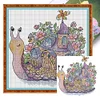 >SALE<Embroidery Eco-cotton Thread 14CT Printed Snail Home Cross Stitch Kit 30x31cm