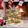 (US Only)2D Flat Print Winter Christmas House DIY 5D DIY Diamond Art Tabletop Decorations