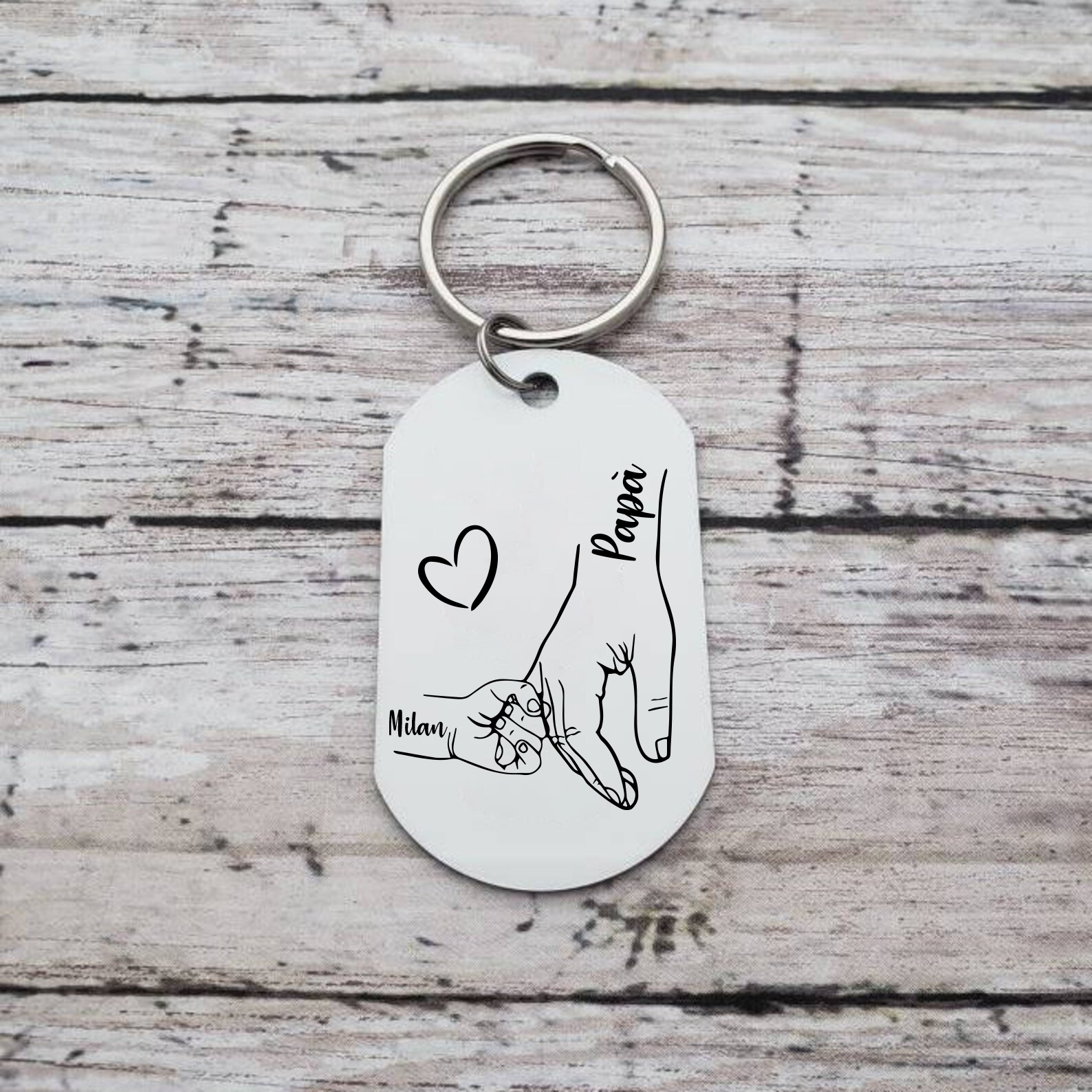 A mio papà-Portachiavi  mano nella mano 1 nome personalizzato regalo per papà