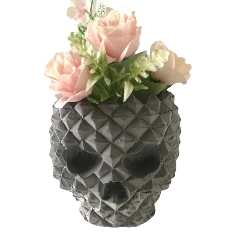 Big Skull Molds Flower Pot, 3D Silicone Vase Mould, Handmade Cement Plaster, Resin Craft, Home Decoration Tools