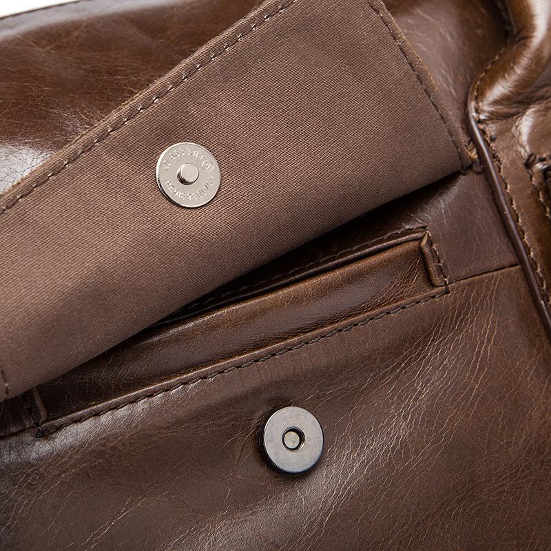 Genuine Leather Durable Top-Handled Detachable Sling Strap Carry-All Bag