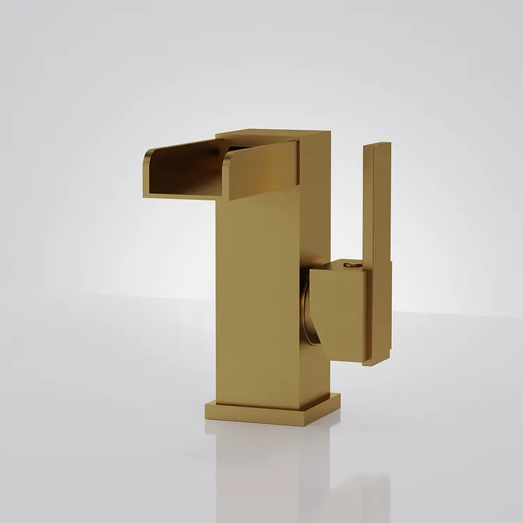 EVERSTEIN Waterfall Single-Hole Bathroom Sink Faucet Brushed Gold 