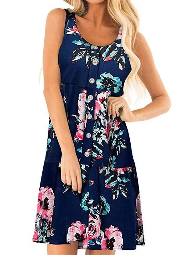 Women Half Sleeve V-neck Solid Color Dress