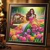 Tulip Garden Beaded Lady Special Shaped 5D DIY Partial Drill Diamond Painting Kits for Adults Beginners Home Decor Diamonds Dots Gem Art Kits Diamond Dots Paintings 11.81 X11.81inch