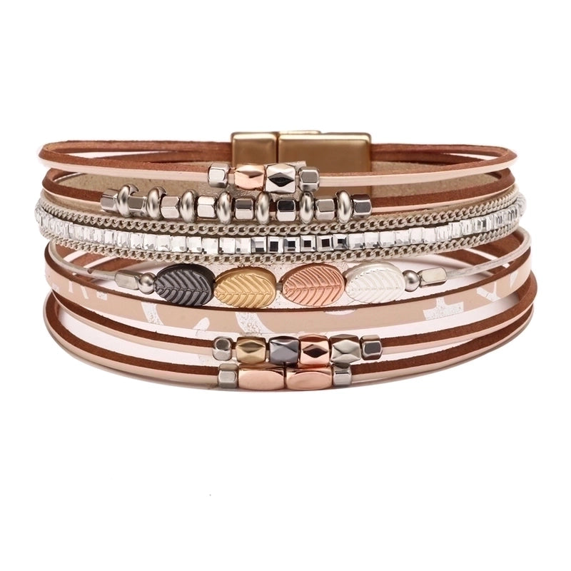 Casual Cross Pu Leather Alloy Braid Hollow Out Women’s Men’s Bracelets