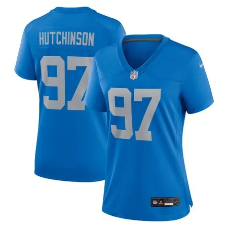 Women's Detroit Lions #97 Aidan Hutchinson  Blue Alternate Game Jersey