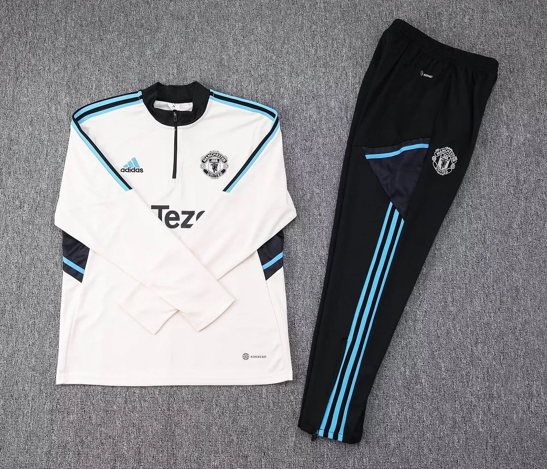 2023/2024 Manchester United Half-Pull Training Suit White Football Shirt 1:1 Thai Quality