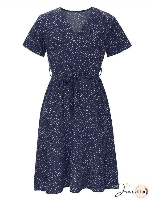 Casual Dress Swing Dress Floral Dress Midi Dress Black Wine Red Short Sleeve Ditsy Floral Print Summer Spring V Neck Fashion Vacation Loose Fit S M L XL XXL 3XL for Women