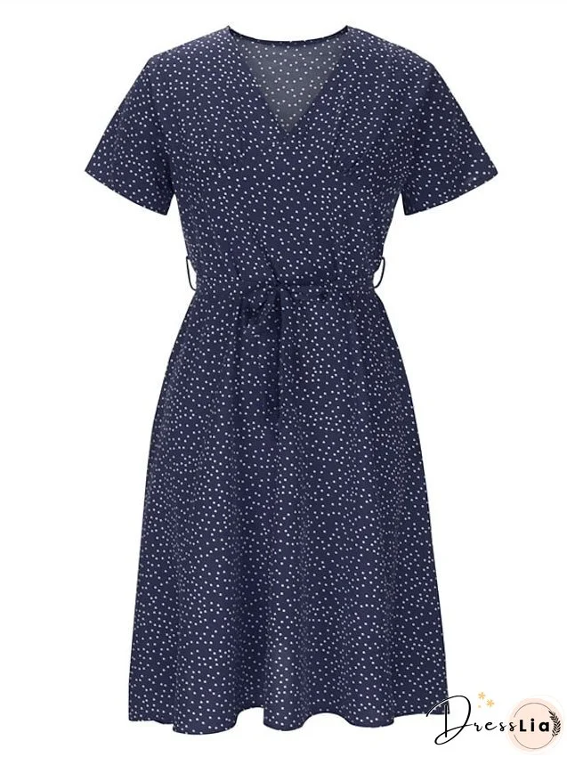 Casual Dress Swing Dress Floral Dress Midi Dress Black Wine Red Short Sleeve Ditsy Floral Print Summer Spring V Neck Fashion Vacation Loose Fit S M L XL XXL 3XL for Women