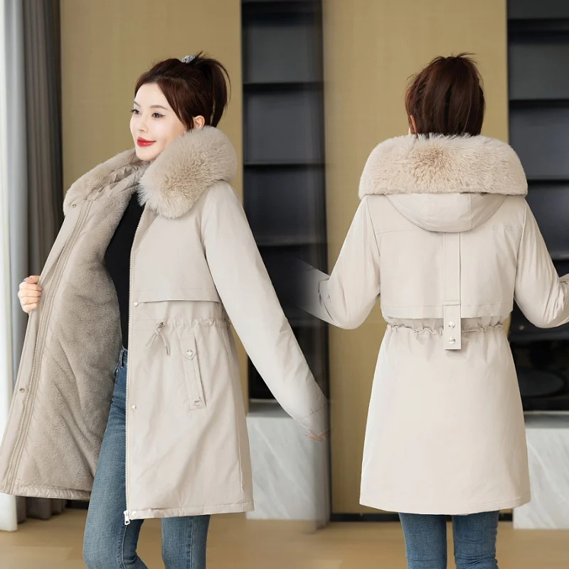 Toloer Pai To Overcome The Female Long 2024 New Korean Version Of Fashion Slim Cotton Clothes Winter Plus Velvet And Thick Down Cotton Padded Coat-Outfit Ideas