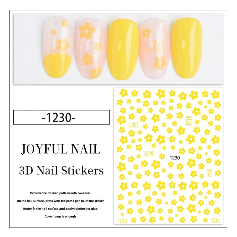 3D Rose Flowers Butterfly Sticker Sliders for Nails Elegant Leaf Floral Design Decals DIY Nail Art Decorations