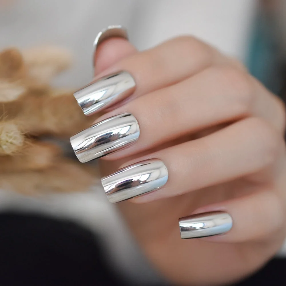 Extra long Stiletto Grey Marble Fake Nails Stone Pattern Pointed Dark Shiny Long Press On False Nails for Finger 24 Count-Nail Inspo