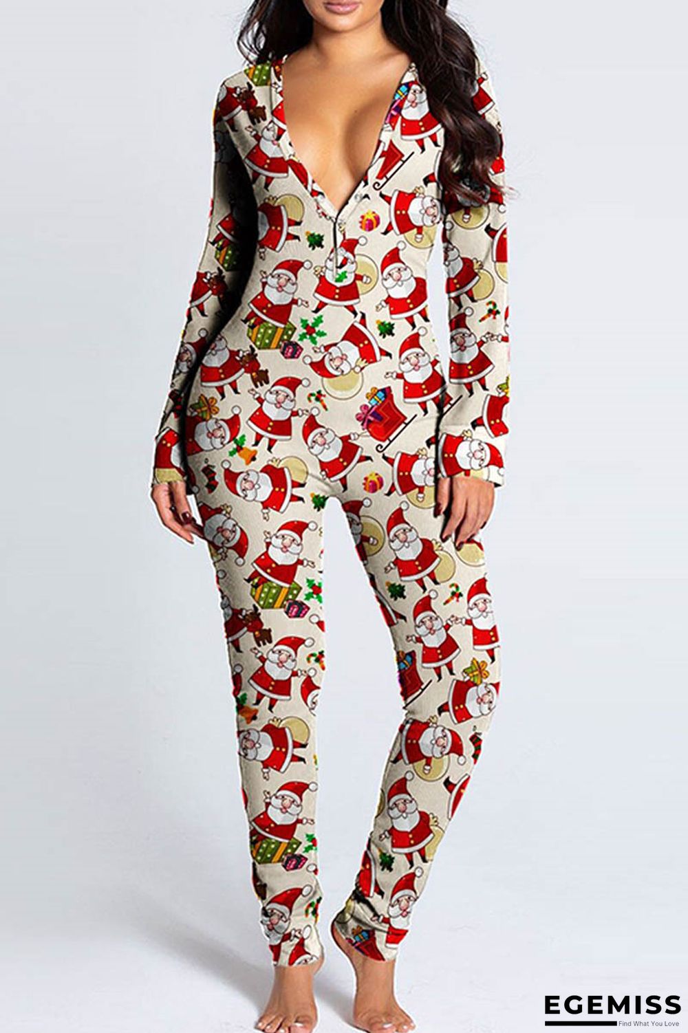 Apricot Red Casual Living Print Patchwork V Neck Regular Jumpsuits | EGEMISS
