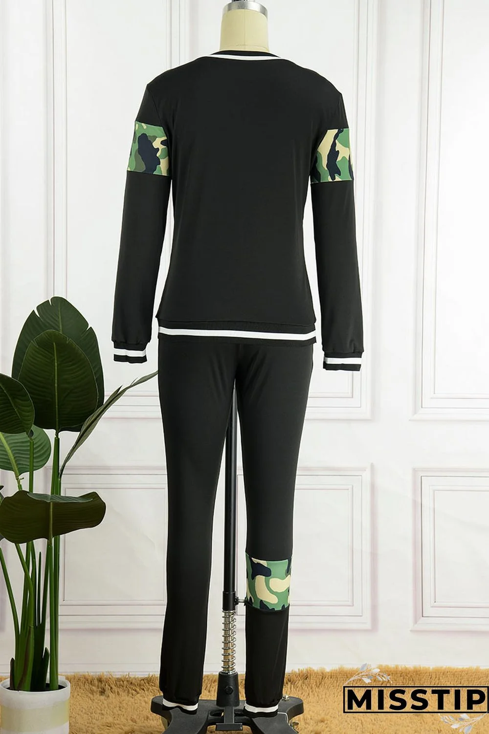 Blue Casual Print Patchwork O Neck Long Sleeve Two Pieces