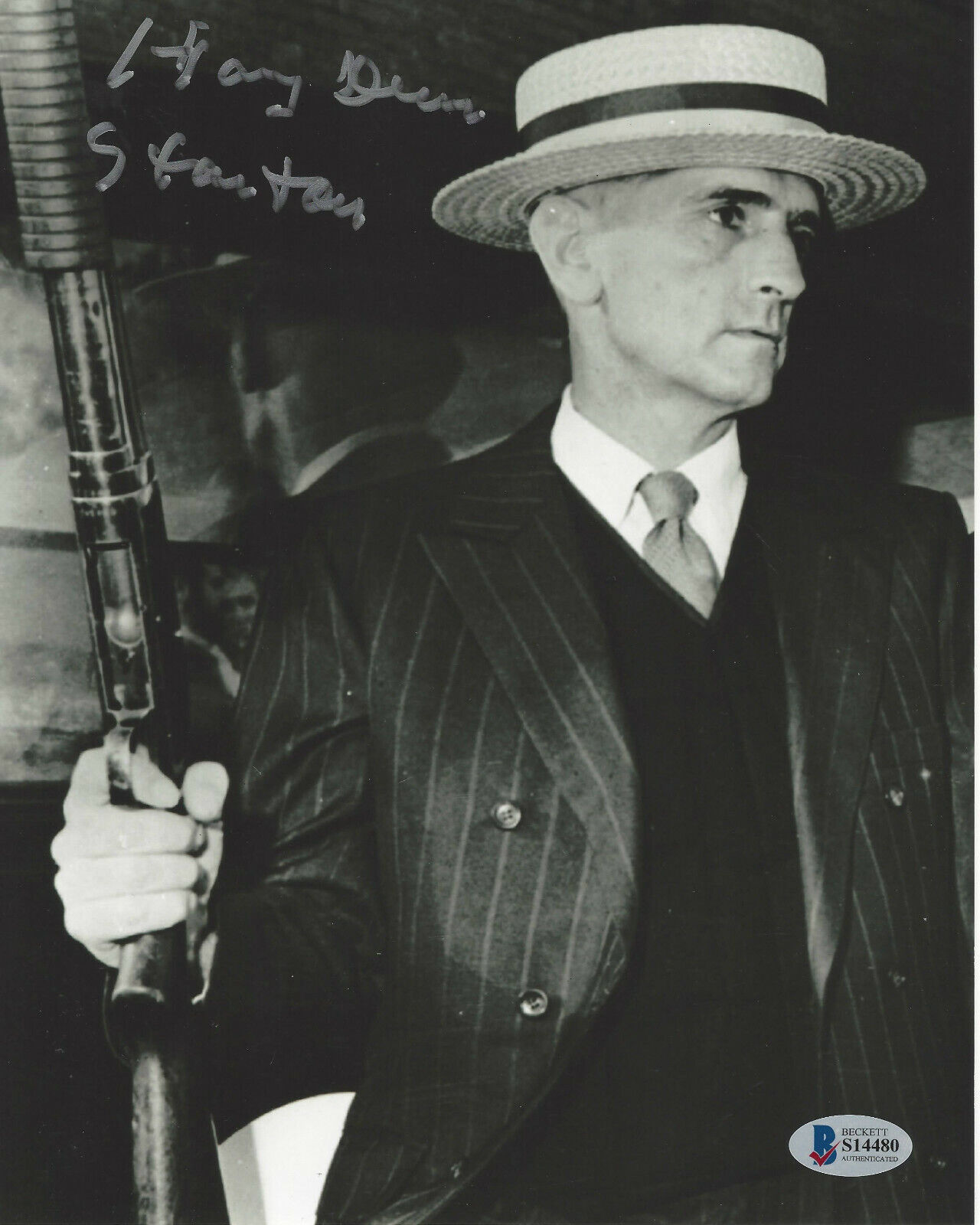 HARRY DEAN STANTON SIGNED AUTHENTIC JOHN DILLINGER 8X10 Photo Poster painting BECKETT COA BAS