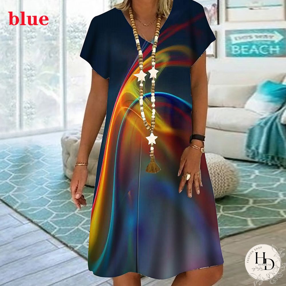 Women New Sexy Mini Dresses Ladies Print Plus Size Party Summer V-neck XS-8XL Female Dress