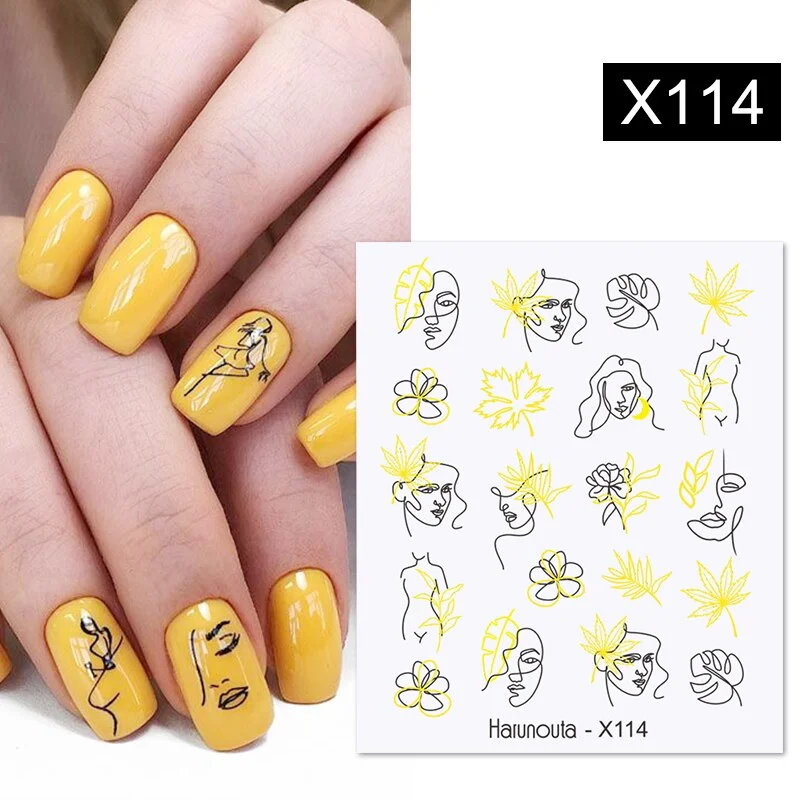 Harunouta Geometrics Gradient Volcanic Cloud Water Decals Colroful Wave And Rainbow Pattern Slider Stickers For Nails Decoration-Nail Inspo