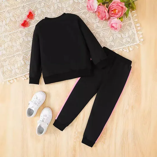 【2Y-7Y】2-piece Girls Letter Print Sweatshirt And Pants Set