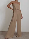 Solid Color Off-The-Shoulder Jumpsuits