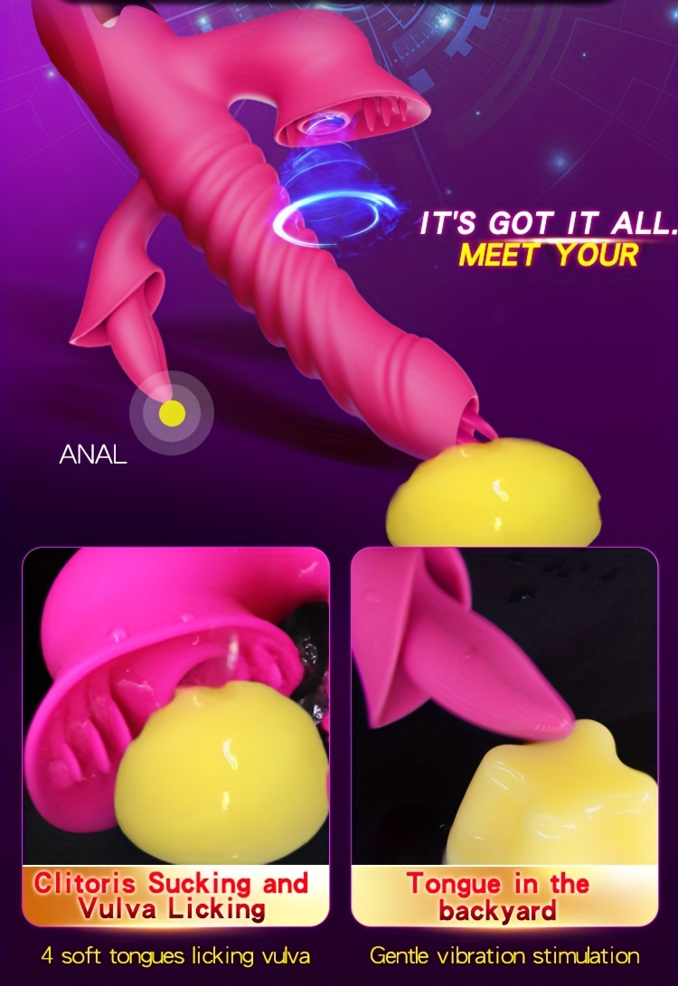 Female Sex Vibrator, G-spot Tongue Licking Triple Design