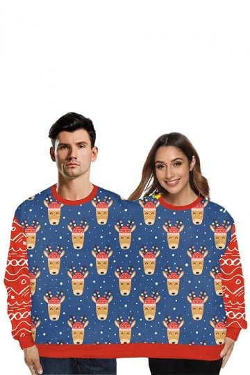 Two Person Christmas Reindeer Sweatshirt-elleschic