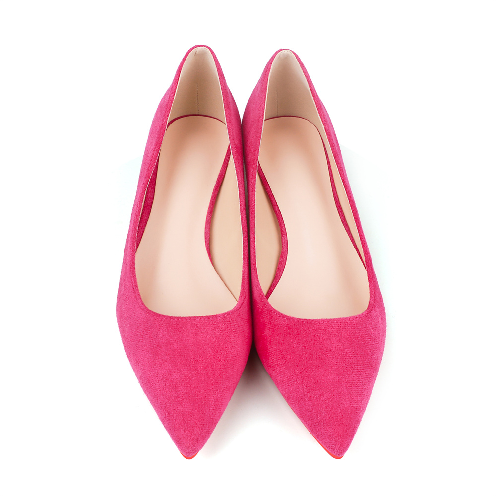30mm Pointed Toe Red Bottom Kitten Heels Slip On Daily Office Comfortable Suede Pumps for Women-MERUMOTE