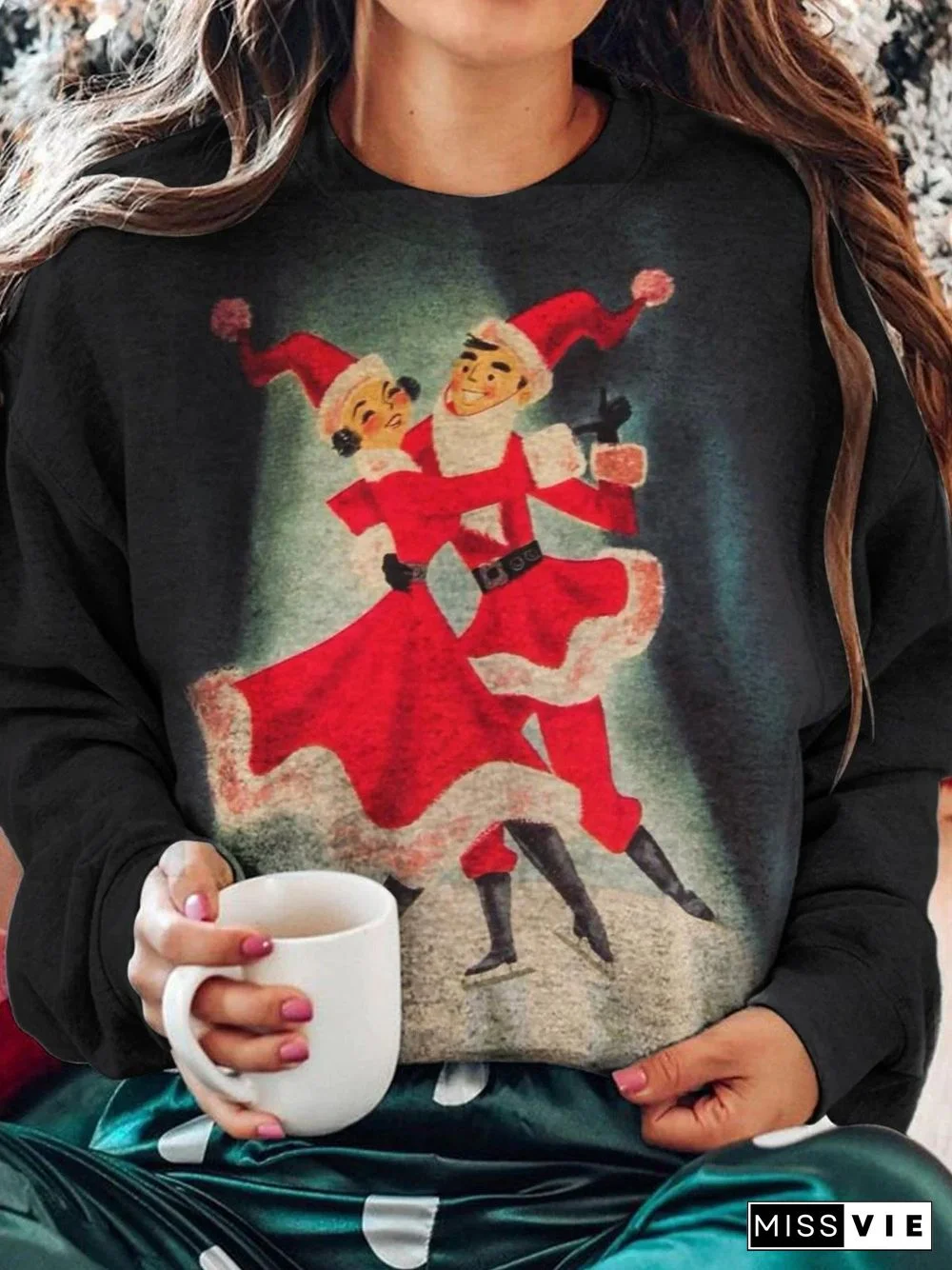 Women's Vintage Christmas Print Sweatshirt