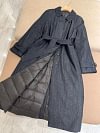 Women's Mid-Length Denim Trench Coat Autumn Winter Beaded Long Sleeve Turn-down Collar Single Breasted Loose Down Jacket