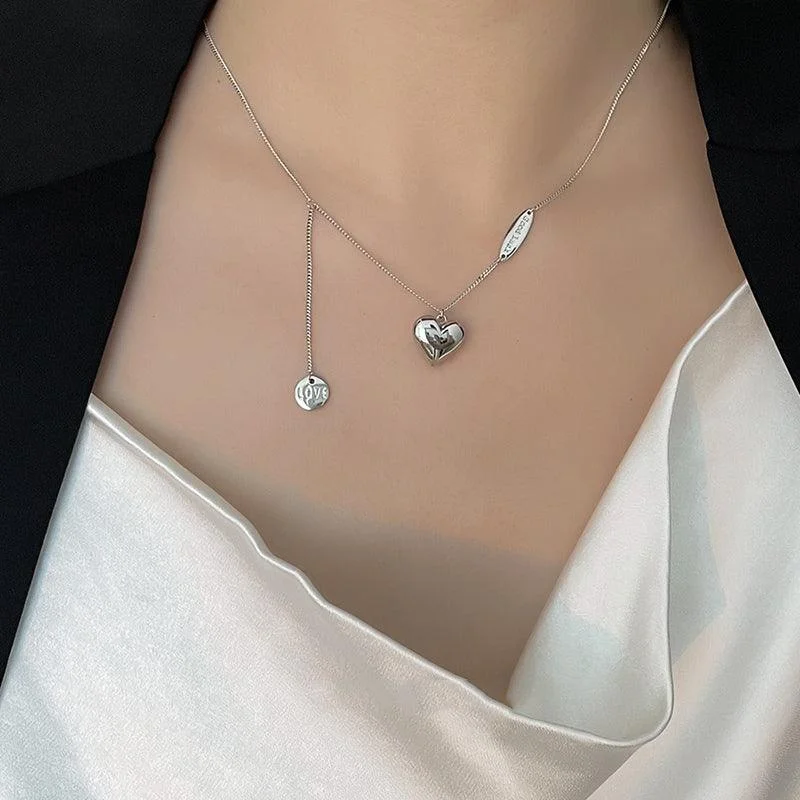 Love Heart Pendant Letter Necklace