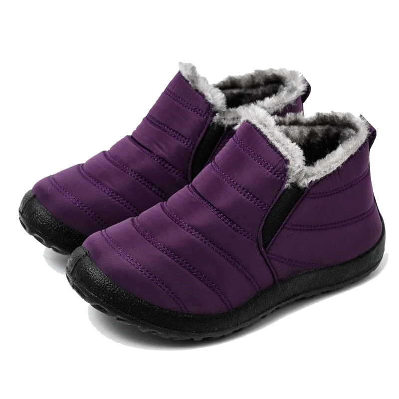 Women Boots Ultralight Winter Shoes Women Ankle Botas Mujer Waterpoor Snow Boots Female Slip On Flat Casual Shoes Plush Footwear