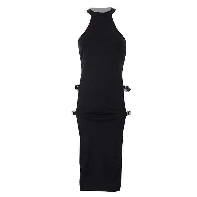 Sleeveless Hollow Out Side Split Dress - Modakawa Modakawa