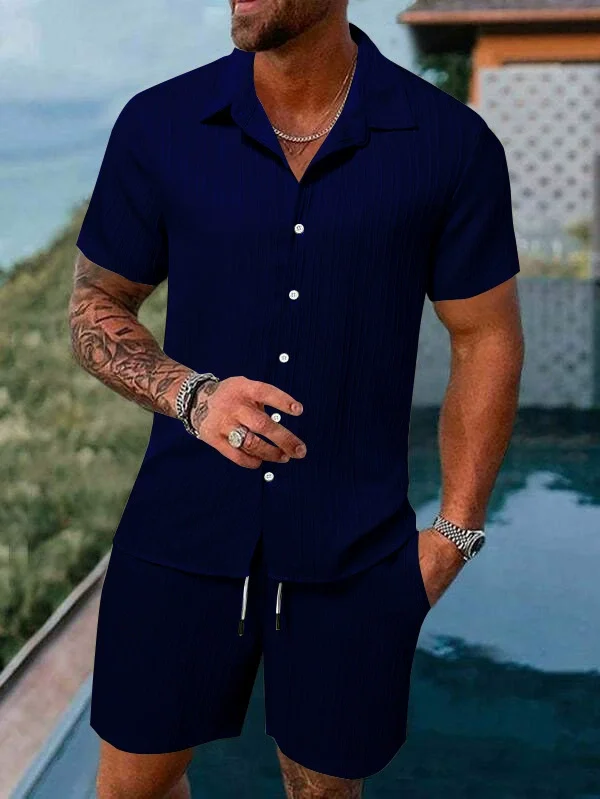 Men's shirt casual loose short-sleeved shorts beach leisure suit
