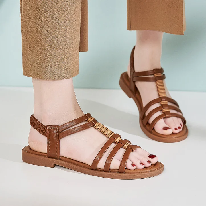 Women's Roman Sandals Vintage Flat Comfort Beach Shoes 1688 Stunahome.com