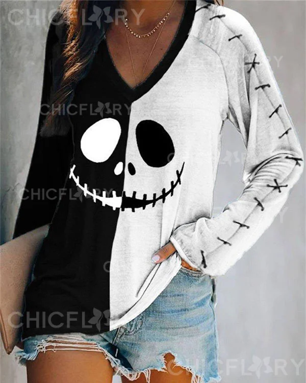 Halloween Spooky Face Print Print Top