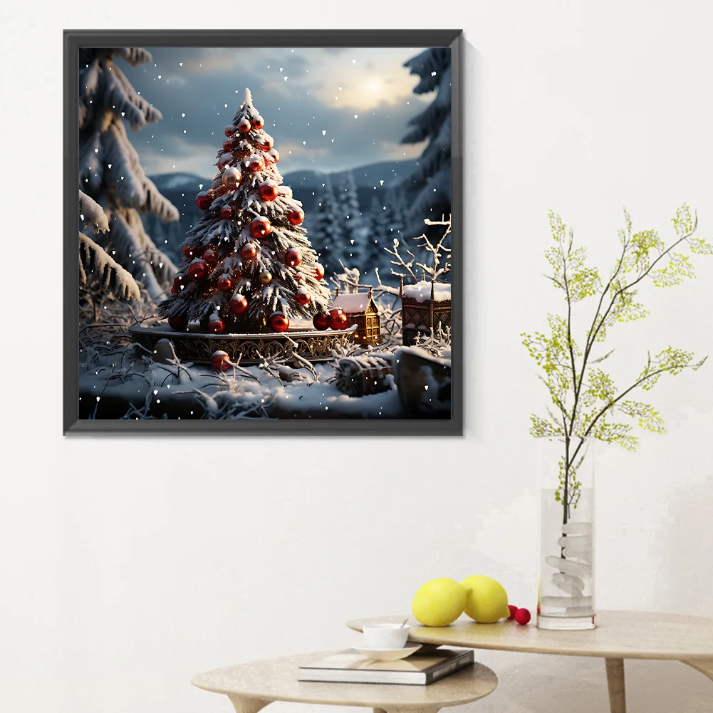 Diamond Painting - Full Round Drill - Winter Snow Christmas Tree(Canvas|30*30cm)