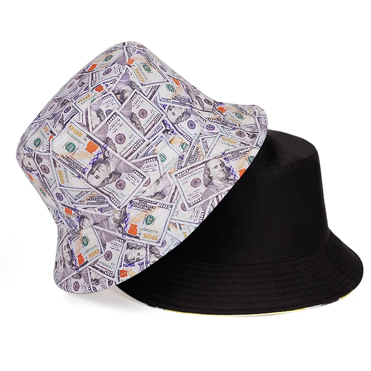 Dollar Pattern Double-sided Outdoor Bucket Hats at Hiphopee