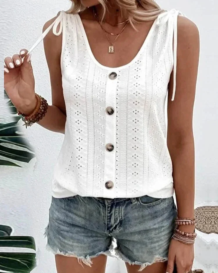 Casual cutout round neck vest