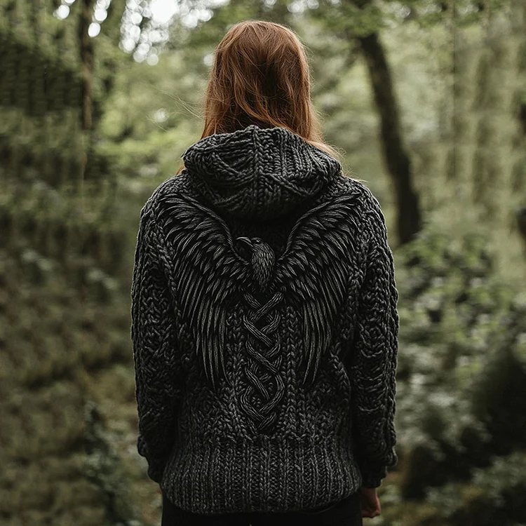 Women's Viking Tribal Bird Celtic Knotwork Hooded Sweater
