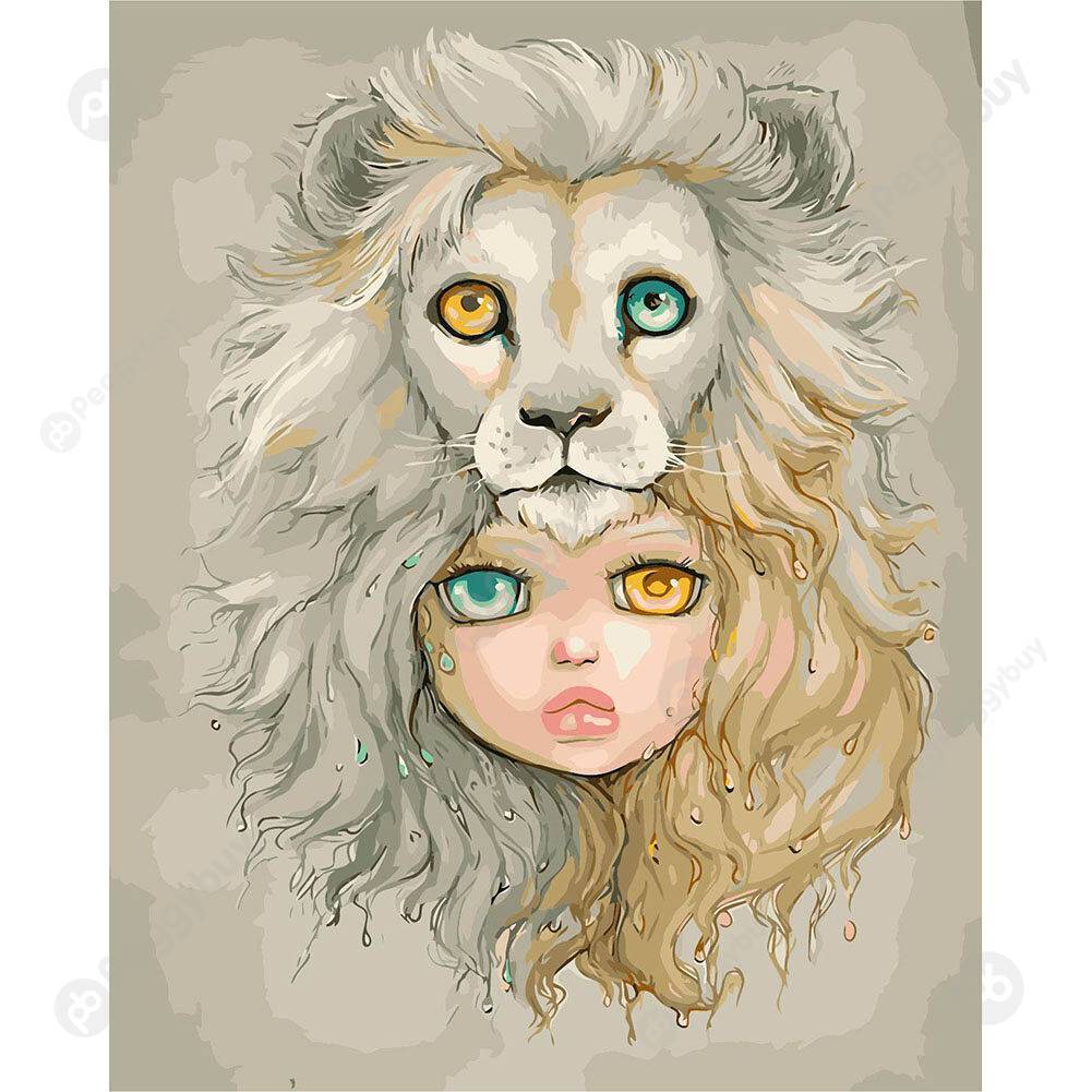 

40*50CM - Paint By Numbers - Kid And Lion, 501 Original