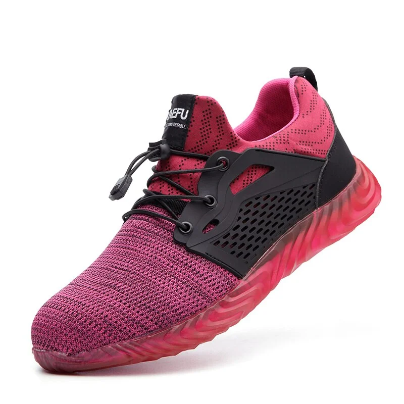 Safety Shoes for Men with Steel Toe Cap Women Work Footwear Breathable Sports Shoes Construction Trekking Boots Black Pink 36-48
