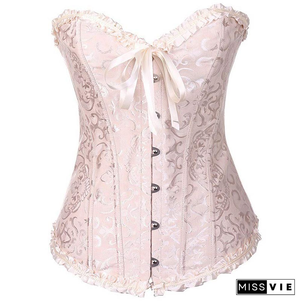 Flower Print Lace Up Corset Tops